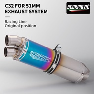 Universal Motorcycle Double Outlet Hole Exhaust Carbon Fiber Modified Escape Pipe Muffler For Z900 G