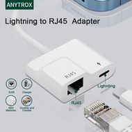 ANYTROX Lightning iPhone USB Type C to RJ45 Ethernet lan adapter/Cable,Lightning iPad pro to USB3 OTG HDMI Camera card reader/dongle with power charging port Support 100Mbps internet/POS System