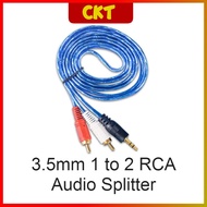 3.5mm 1 to 2 RCA Audio Splitter (1.5M) Stereo Cable OFC Conductor Gold Plated for Amplifiers Guitar Piano Home Theater e