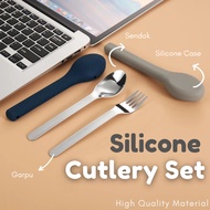 Portable Travel Cutlery Cutlery Set Stainless Steel Cutlery with Silicone Case Cutlery Set