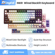 INKR Mechanical Keyboard HK87 Mixed Color Backlit + Quiet Keys 87 Keys Compact + Adjustable Stand Un