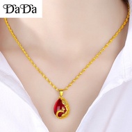 Gold necklace rantai leher emas 916 original malaysia necklace womens hetian jade phoenix ruby penda