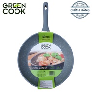 Chảo sâu đáy từ vân đá chống dính Green Cook GCP02-30IH size 30 cm - Hàng chính hãng greencook