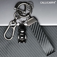 Audi Q4 E-tron Carbon Fiber Pattern Leather Keychain Suitable for Audi Q5L Sportback A4 Car Key Hold