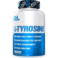 Evlution Free Form L Tyrosine 500mg Capsules Nutrition L-Tyrosine Supplement Amino Acid for Energy F