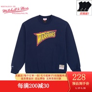 MITCHELL & NESS复古圆领连帽卫衣NBA湖人勇士魔术队套头衫 MN男女棉外套休闲上衣 勇士队藏青色-常规厚度 XXL