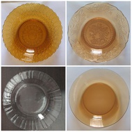 🍛 Glass Plate Quality Pinggan Kaca Makan & Lauk Berat Diner Set Mangkuk Brown