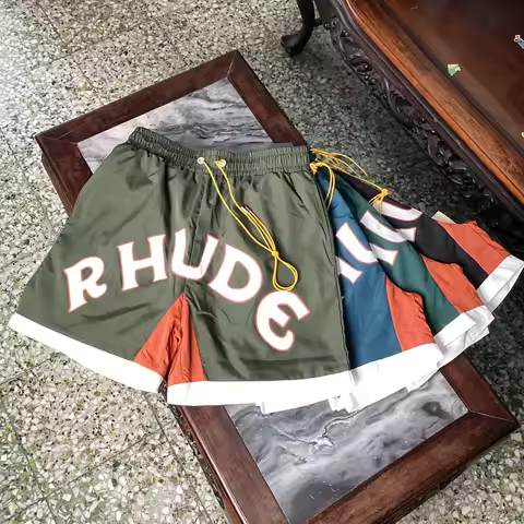 Real Photos Streetwear Rhude Shorts Men Women Loose Breathable Multi-color High Quality Beach Casual