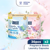 [Bundle of 2] Breeze Laundry Capsules with Fragrance Booster Beads 36 pcs