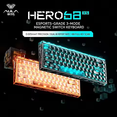 AULA Hero68XS Magnetic Switch Keyboard Dual 8K Polling Rate 128KHz 3mode Wireless Hollow Customized 