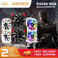 AISURIX Brand New Graphics Card RX 580 8GB AMD Radeon Computer GPU Video Card For Gaming Black Myth 