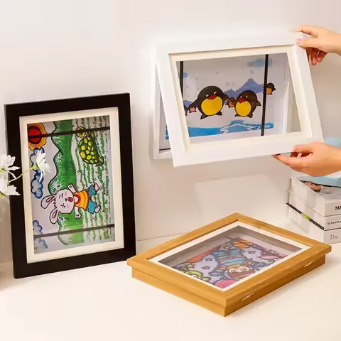 Simple Wooden Flap Photo Frame 1PCS A4 Framed Picture DIYChildren's Exhibition of Paintings Home Dec