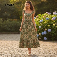 Lovito Bohemian Tribal Print Ruffle Pattern Dress for Ladies L129ED445