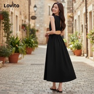 Lovito Gaun Parti Wanita Tanpa Belakang Pinggang Elastik Gaun Bola L77ED270 (Pelbagai Warna)