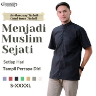Baju Koko Hitam Jumbo Muslim Pria Kokoh Lengan Pendek Original Premium
