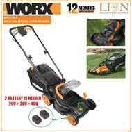 WORX WG779E.2 40V (2 x 2.0Ah) Max Lithium-Ion 33cm Cordless Lawn Mower with Intellicut and Power Sha