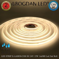 LED STRIP COB E-AA0830-4000K-DC-24V IP67 5M ยี่ห้อ BOGDAN LED สีนูทรอลไวท์(4000K) ไฟเส้นแอลอีดี SMD 