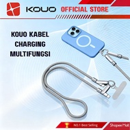 KOUO 2-IN-1 Fast Charging Data Cable Phone Strap Model/ Lanyard With 3 Practical Output Types Travel