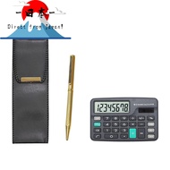 [Direct from Japan]
Mini calculator eco-leather pen case with brass hexagonal rotating Holy Golden b