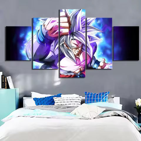 5 Piece Dragon Ball Ultra Instinct Goku Ssj4 Pictures Anime Poster Canvas Paintings Animation Wall A