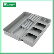 Utensil Storage Box Cutlery Drawer Organizer Expandable Cutlery Storage Box with Multi Compartments