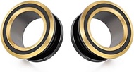 2 Pieces 316L Stainless Steel Two-Tone Screw Back Tunnel Ear Plugs Expander Stretcher Gauge 0G-1 Inc