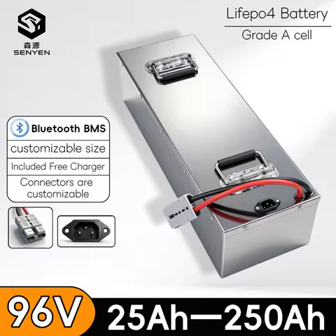 96V 25Ah 50Ah 70Ah 100Ah 120Ah 150Ah 200Ah 250Ah Lifepo4 Battery with BMS 32S for Electric Cars Tour