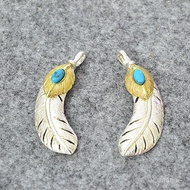 925 Sterling Silver Takahashi goro goro s Feather Bracelet Pendant Turquoise Feather Necklace Kit Ac