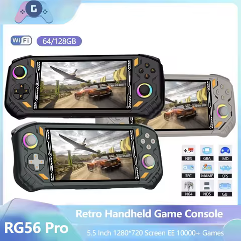 RG56 Pro Max Portable Gaming Console Android Game Console 5.5 Inch Screen Dual Joysticks Wi-Fi