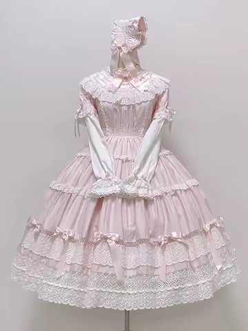 Edelburg Rose - Old School Lolita Cotton OP Dress Set, Detachable Sleeves by Rose And Neverland PRE 