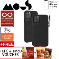 Mous Contour for iPhone 11 Pro (Black Leather) + FREE 1 pcs KFC Voucher +1 pcs McD Voucher +Lifetime