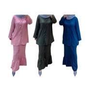 Suit Muslimah Set Skirt Duyung Button And Blouse Workwear Casual Wear Plus Size