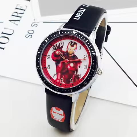 DISNEY Spiderman Captain America Iron Man Kids Wristwatch Student Quartz Watch Christmas Birthday Gi