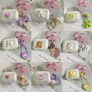 For Jabra Elite 4 cover Cute Bear/flower keychain Transparent Earphone Silicone Cover For Jabra Elit