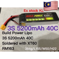 3S 5200mAh 40C 11.1V Lipo Battery -Build Power