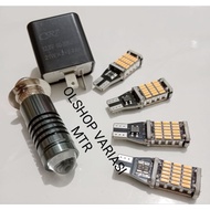 paketan lampu utama motor H6 laser putih kuning plus FLASHER original CR7+ sen dajjal kuning 4pcs