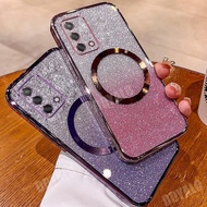 Clear Case With Magnetic Suction for OPPO A74 4G A95 4G A94 A93 A73 4G Casing Gradient Bling Glitter
