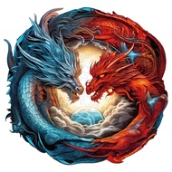 WOODBESTS Wooden Puzzle for Adults, Yin-Yang Dragon Puzzle (M, 200pcs, 11.3"x10.9") Beautiful Wooden