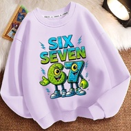 Children Steal a Brainrot 67 Number Graphic Crewneck Sweatshirt Casual Daily Wear