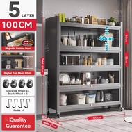 SIV Rak Dapur Kitchen Cabinet Microwave Oven rack Multi-layer Cupboard Storage Shelves Dapur Kabinet with Door Wheels