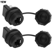 YEW 2PCS RJ45 Adapter, RJ45-180° Waterproof RJ45 Connector, Durable IP67 RJ45 Panel Mount Outdoor En