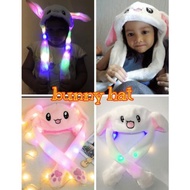 LED bunny hat, LED bunny hat, moving ear hat - White