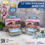 HOME LINE 7.5 inch round and square casseroledeluxe blue gold with chrome gold stainless steel shelf