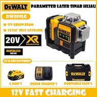 DEWALT DW089LG 12V Green Laser Level Kit - w/ 4.0Ah Batt & Charger, Case | 360° 3-Plane | Indoor Out