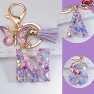 MALCOLM1 Purple Snowflakes Letter Keychain, Purple Snowflakes Initials Alphabet A To Z 26 Alphabet K