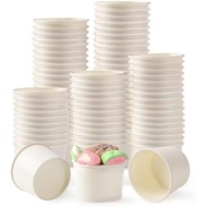 50 SET 6 OZ Disposable White Ice Cream Cups with Lids Medium Hot and Cold To Go Cups Paper Cup Takeo