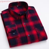 Casual 100% Cotton Flannel Plaid Long Sleeve Man Shirt Slim Fit Plus Size 6XL Men Shirts