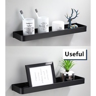 Biggers sanitary black color Useful aluminium bathroom shelf kitchen storage shelf livingroom wall book shelf
