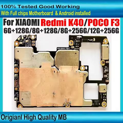 For Xiaomi Redmi K40 Redmi POCO F3 100% Unlocked Mainboard Motherboard 256GB 128GB Logic Board With 
