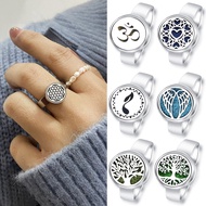 Fashion Tree Of Life Aromatherapy Ring Stainless Steel Spiral Open Perfume Diffuser Locket Heart-Sha